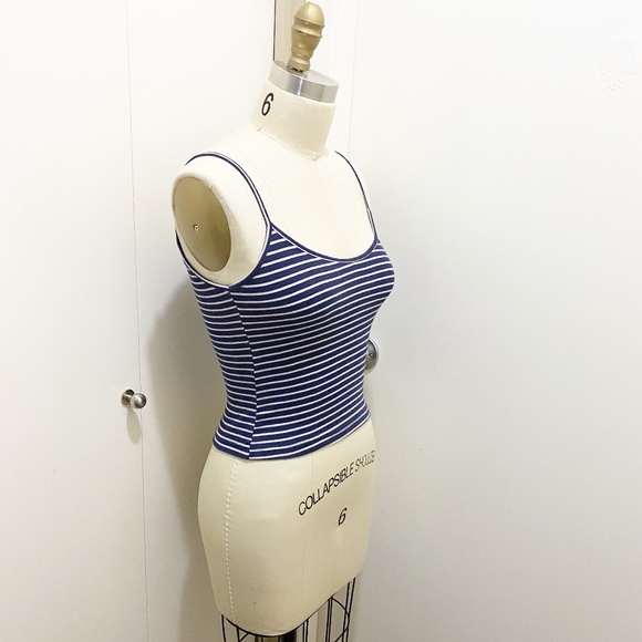 Le Chateau Striped Spaghetti Strap Tank Top Blue White XS - Picture 2 of 8